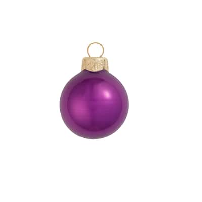 Pearl Finish Glass Christmas Ball Ornaments 1.25" (30Mm) Purple 40Ct