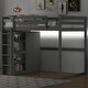 preview thumbnail 6 of 21, Wood Full Size Loft Bed with Built-in Wardrobe and Storage Shelves
