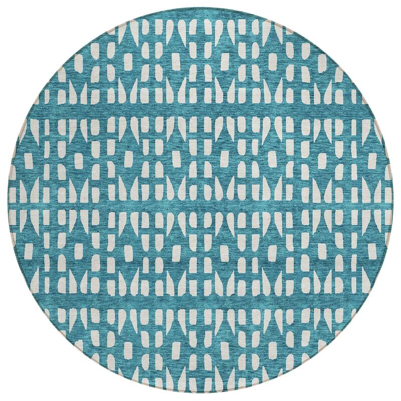 Machine Washable Indoor/ Outdoor Contemporary Imprints Chantille Rug