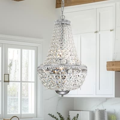 Chrome 6-Light Empire Chandelier with Crystal