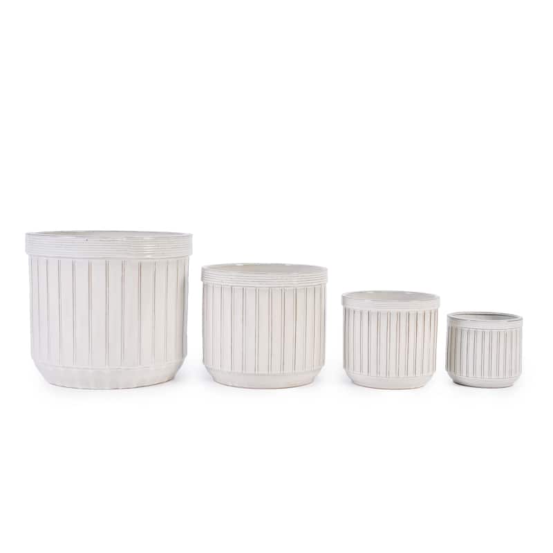 Handmade White Ceramic Planter Set of 4, 6/8/10/12 Inch Diameter