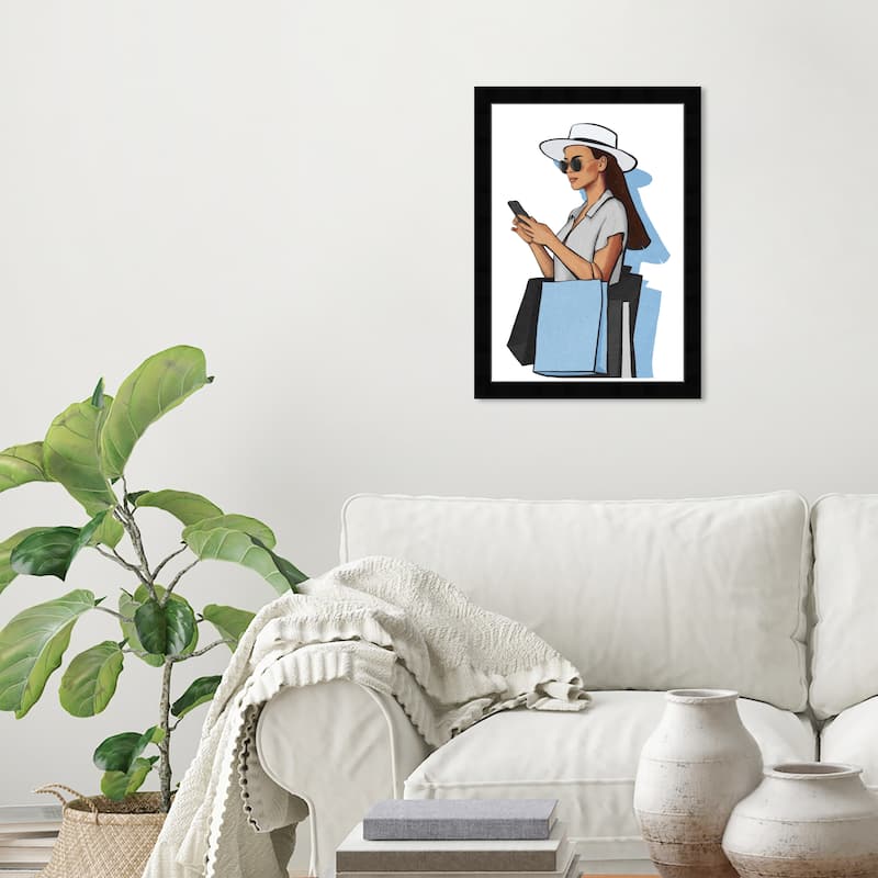 Wynwood Studio Prints Fashion and Glam After Shopping Blue and Light Blue Glam Wall Art Canvas Print - Black