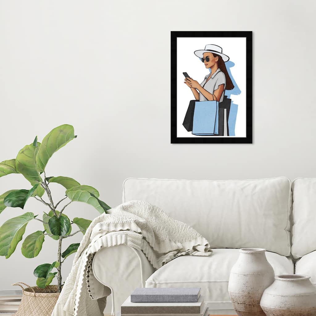 Wynwood Studio Prints Fashion and Glam After Shopping Blue and Light Blue Glam Wall Art Canvas Print