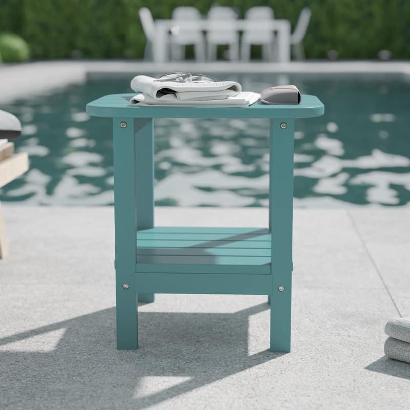 Commercial Grade All-Weather Adirondack Style Patio Side Table - Blue