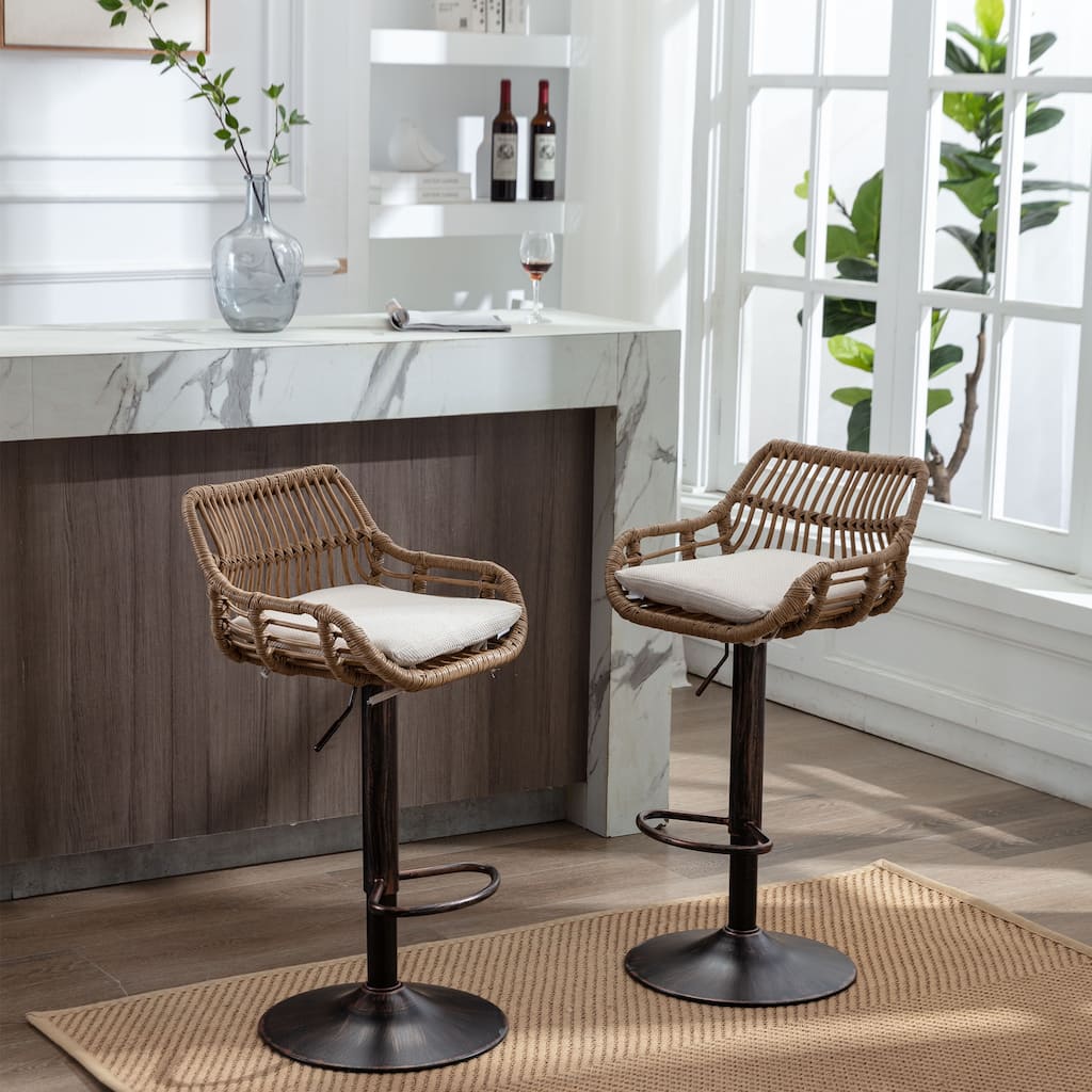 Swivel Bar Stools Set of 2 Adjustable Counter Height Chairs