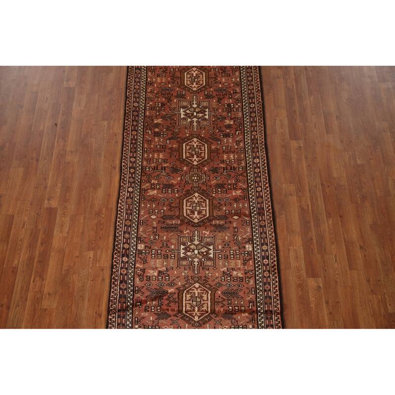 Tribal Gharajeh Persian Vintage Runner Rug Handmade Wool Carpet - 3'3"x 9'4"