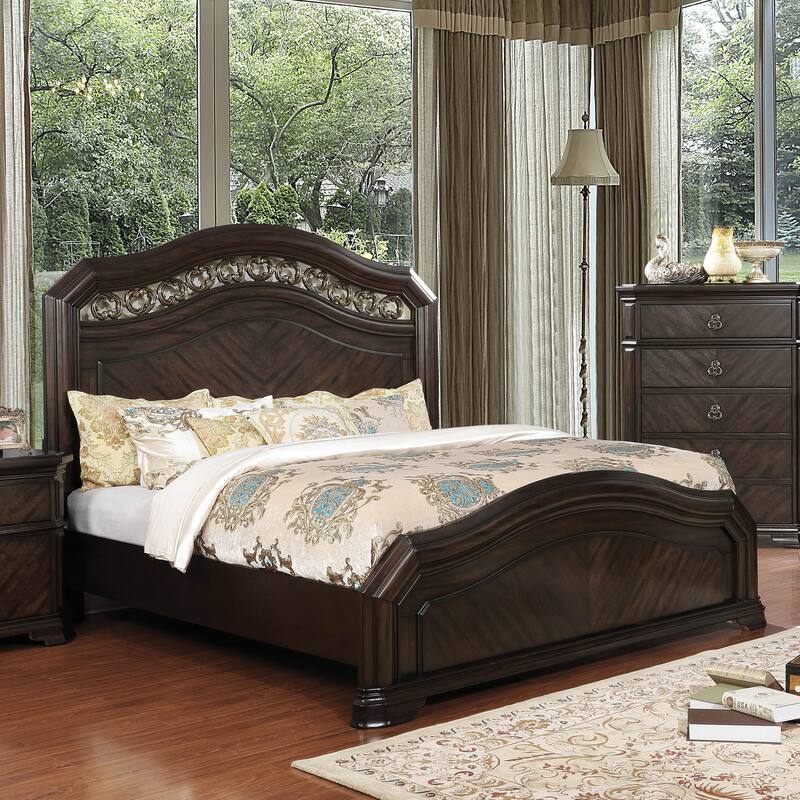 Furniture of America Hixi Traditional Espresso Solid Wood Paned Bed - California King