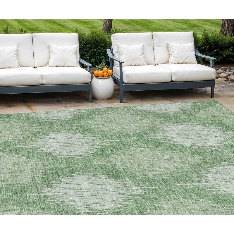 HomeRoots Ikat Transitional Rectangle Outdoor Rug - 10' X 14'