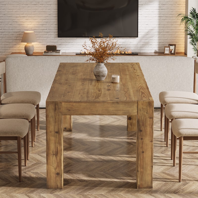 63" Solid Wood Kitchen Dining Table for 4-6 People