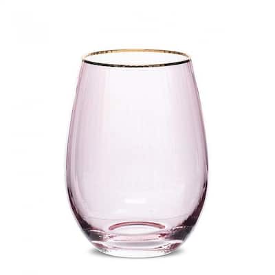 Optic Stemless Goblet With Gold Rim Glass