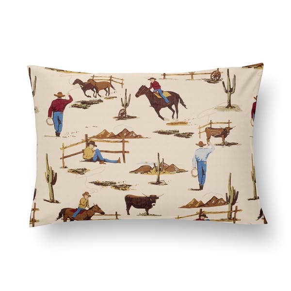 slide 2 of 6, Sweet Jojo Designs Tan Brown Western Cowboy Boy Toddler Pillow with Pillowcase 13x18 in Wild West South Country Horse Cow Animal