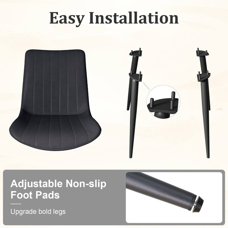 Black Leather Side Chair Kitchen Chair Office Chair Dressing Chair Set of 4 Dining Chair with Metal Legs