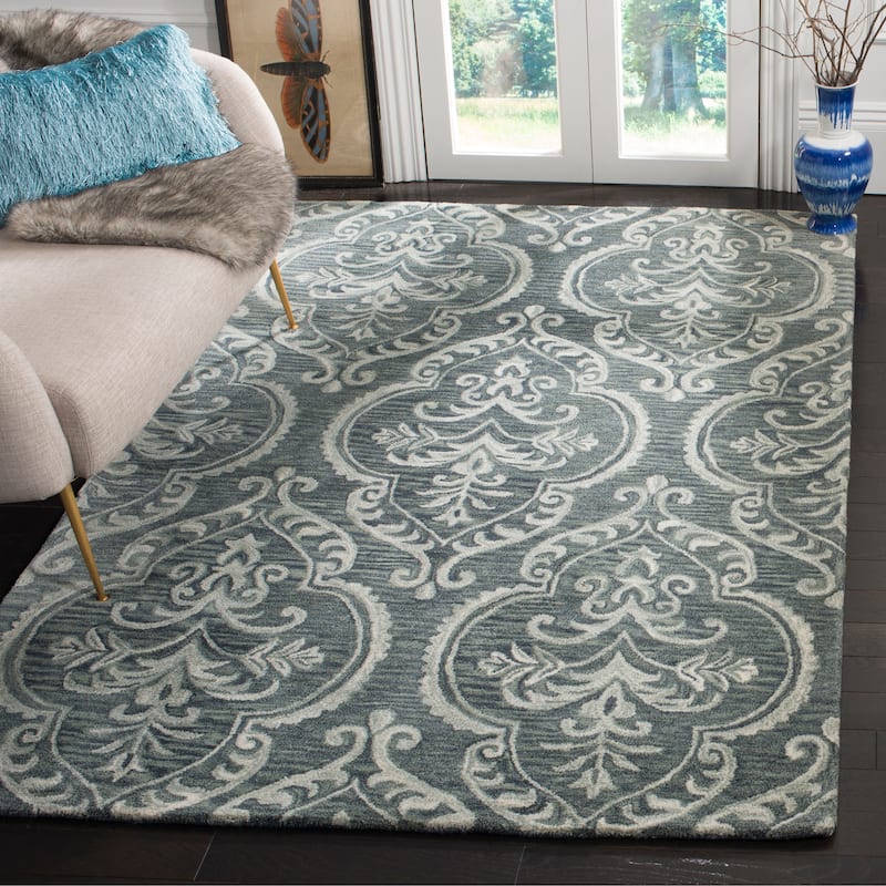 SAFAVIEH Handmade Blossom Vanora Modern Floral Wool Rug - 5' x 8' - Blue/Sage