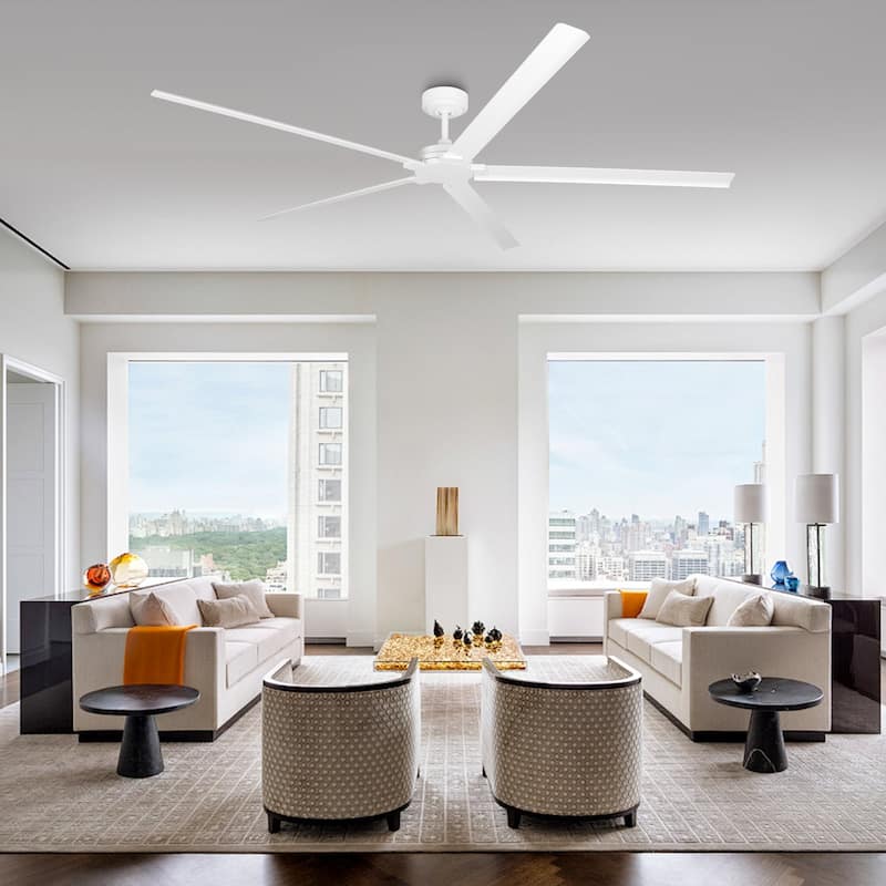 Ceiling Fan 72" Industrial 5-Blade White IPX4 Outdoor Use