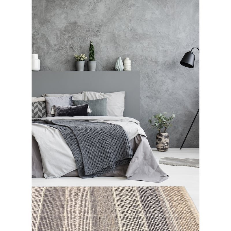 ECARPETGALLERY Braid weave Sienna Grey Wool Rug - 5'0 x 8'5