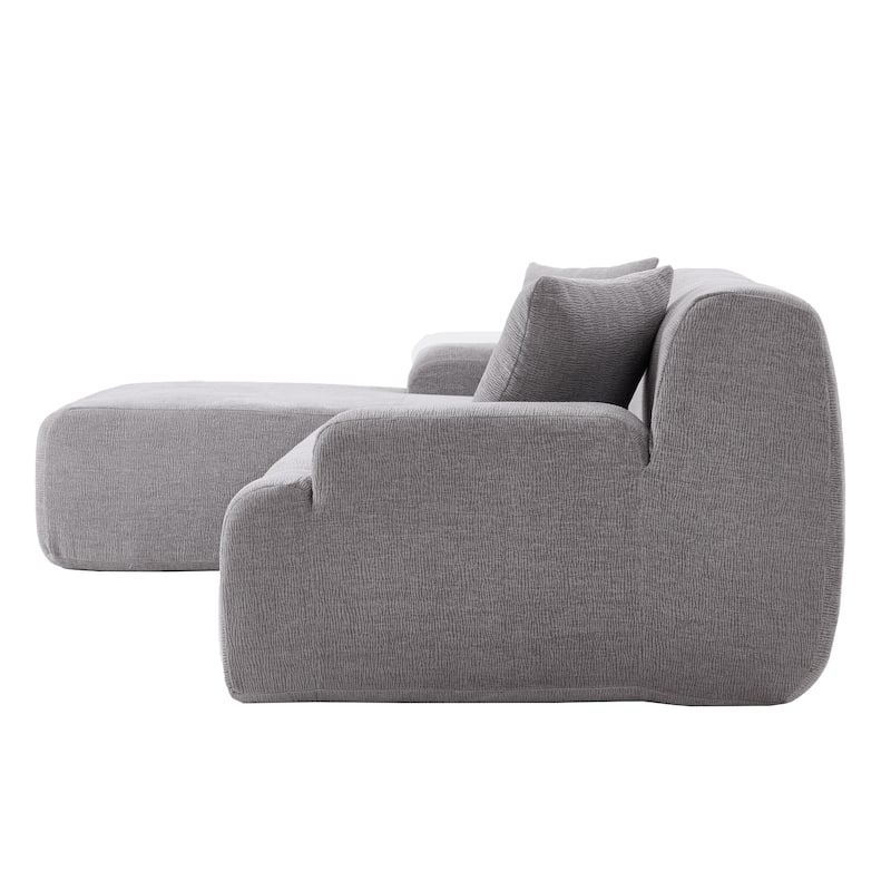 111" Polyester L-Shape Modular Sectional Sofa with High-Density Foam, 27" Deep Seat and Anti-Wrinkle Chenille Fabric