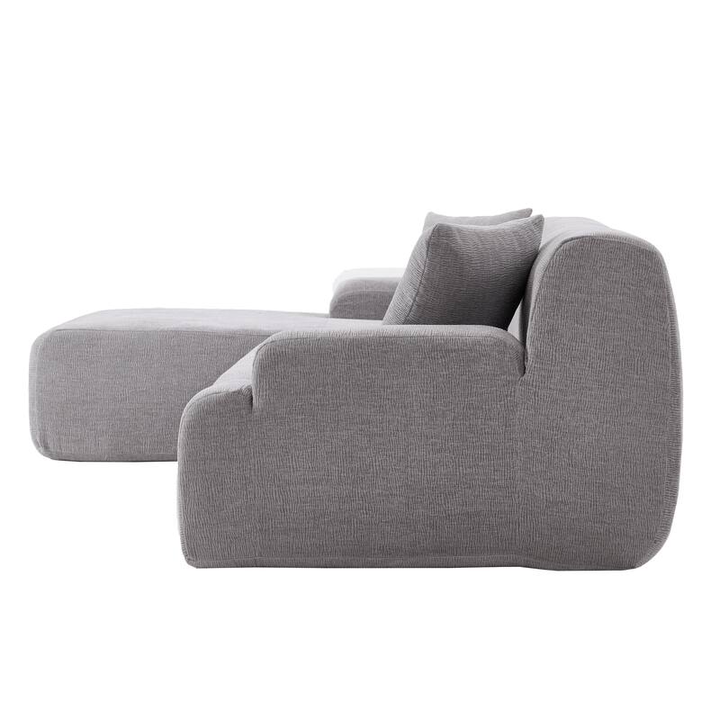 L-Shape Modular Sectional Sofa for Living Room, 2 Piece Free Combination Sleeper Sofa Floor Lounge Recliner with 2 Pillows