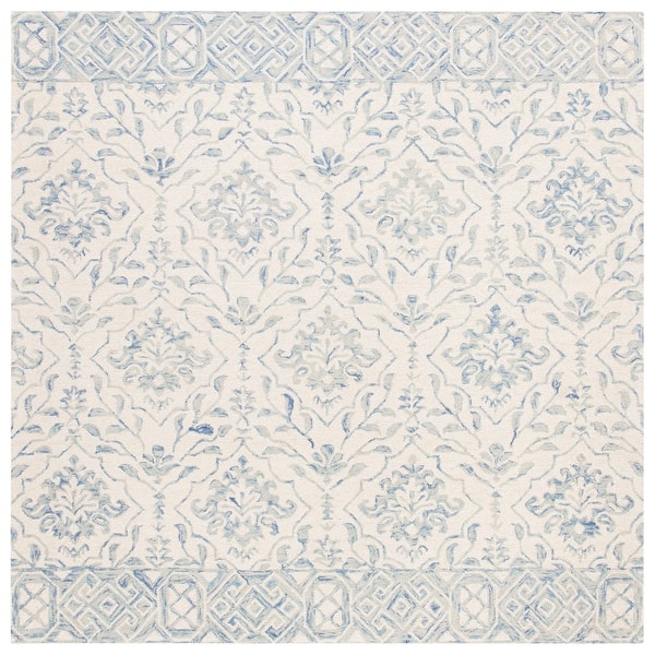 slide 2 of 7, SAFAVIEH Handmade Dip Dye Nicki Floral Wool Rug 3' Square - Light Blue/Ivory - Square
