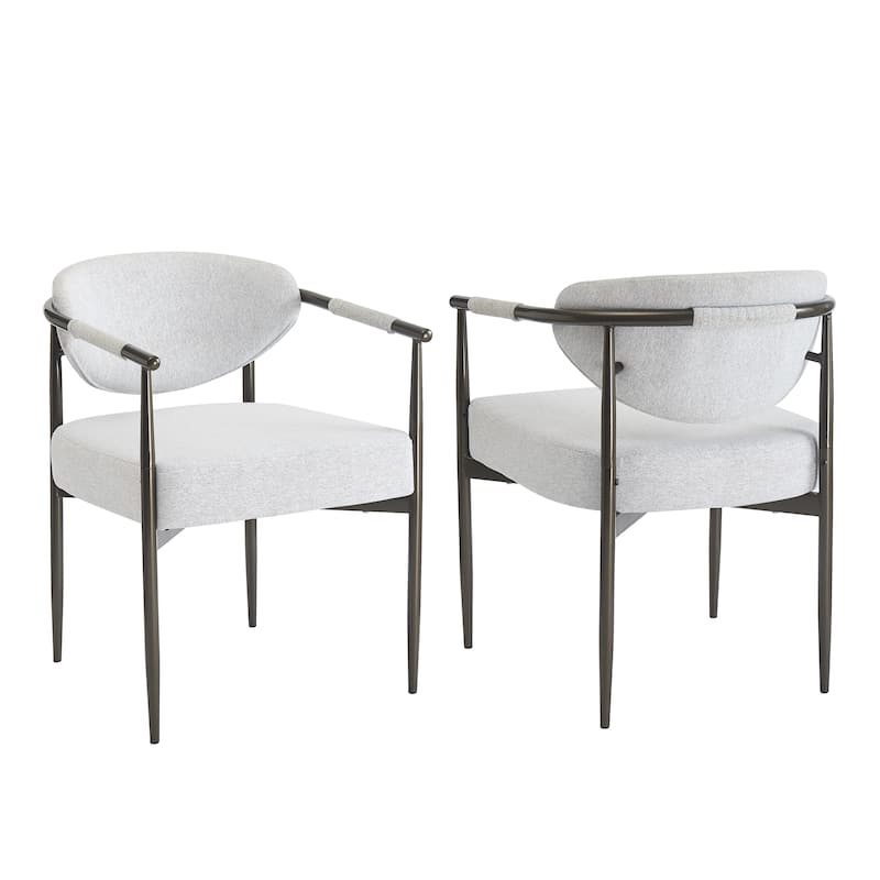 Christopher Knight Home - Thatch Iron-Frame Dining Armchairs with Upholstered Cushion (Set of 2)