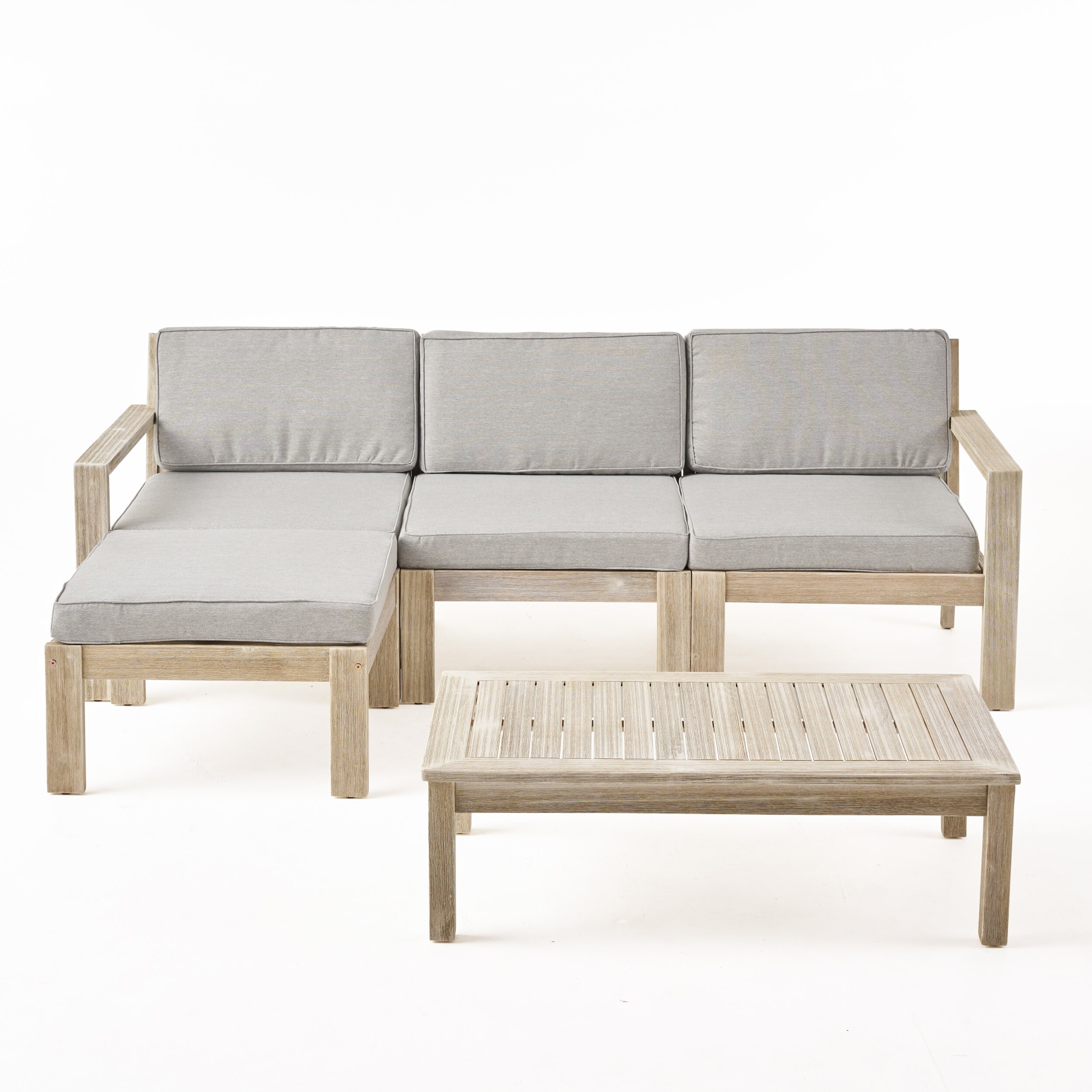 Santa ana outdoor 3 seater acacia wood sofa sectional with cushions by christopher knight home online