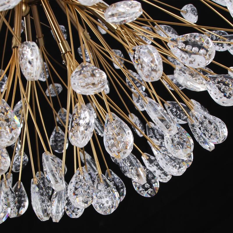 5-Light Modern Sputnik Starburst Crystal Semi-Flush Mount Light