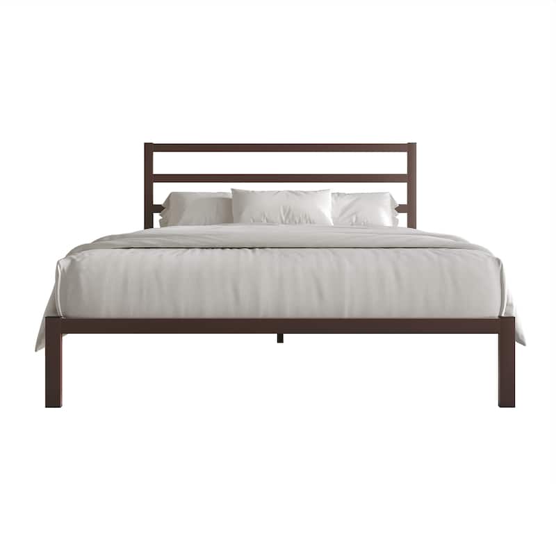 CraftPorch Simple Classic Metal Platform Bed - Brown - Queen