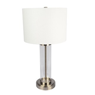 Brushed Nickel Table Lamp with On/Off Switch Clear Glass Body Metal ...