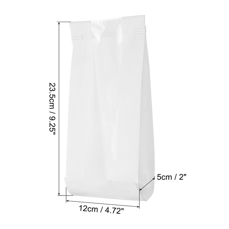 Bakery Bags with Window, Tin Tie Tab Lock Bags, White - White-100pcs - 9.3x4.7inch