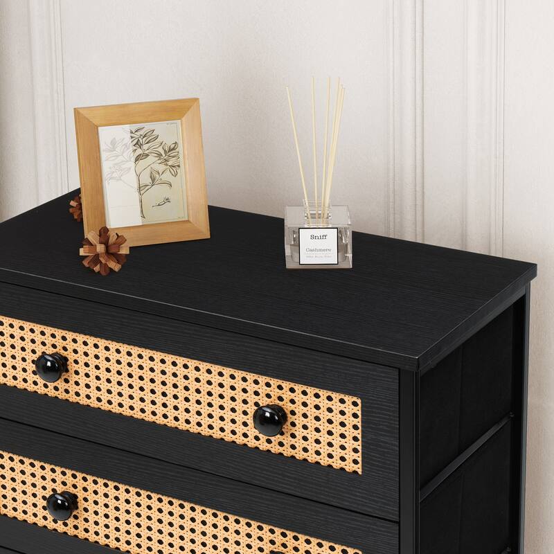VredHom 6-Drawer PE Rattan Storage Cabinet Closet Dresser