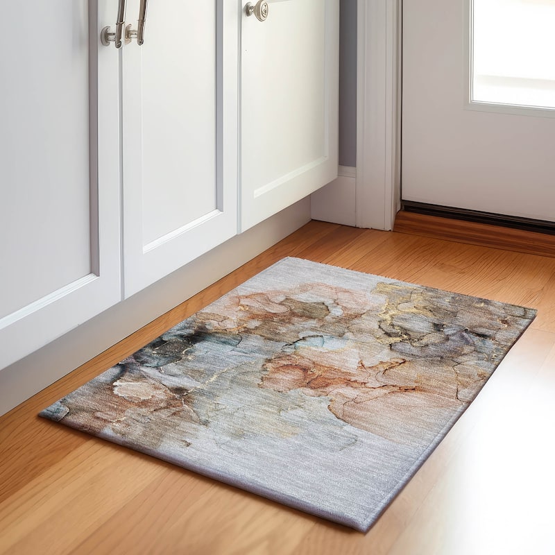 Premium Washable Super Soft Contemporary Watercolor Mayfield Rug - Beige - 1' 8" x 2' 6" - Rectangle