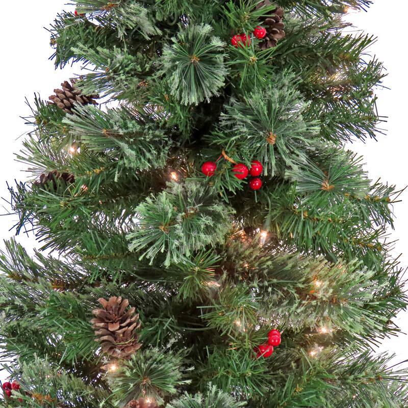 National Tree Company 4.5 ft. Cone & Berry Entrance Tree with Clear Lights - 4.5 Foot