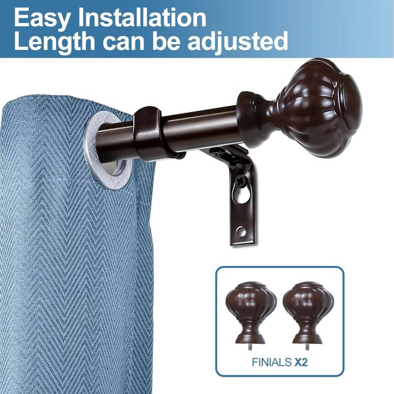 1-inch Diameter Doorknob Adjustable Single Drapery Curtain Rod