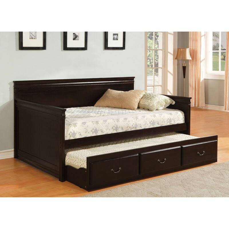 Wooden Daybed With Trundle in Espresso