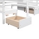 preview thumbnail 8 of 6, White Full Size Pine Wood Convertible Bunk Bed with Storage Staircase and Drawer, Down Bed Converts to Seats and Table Set