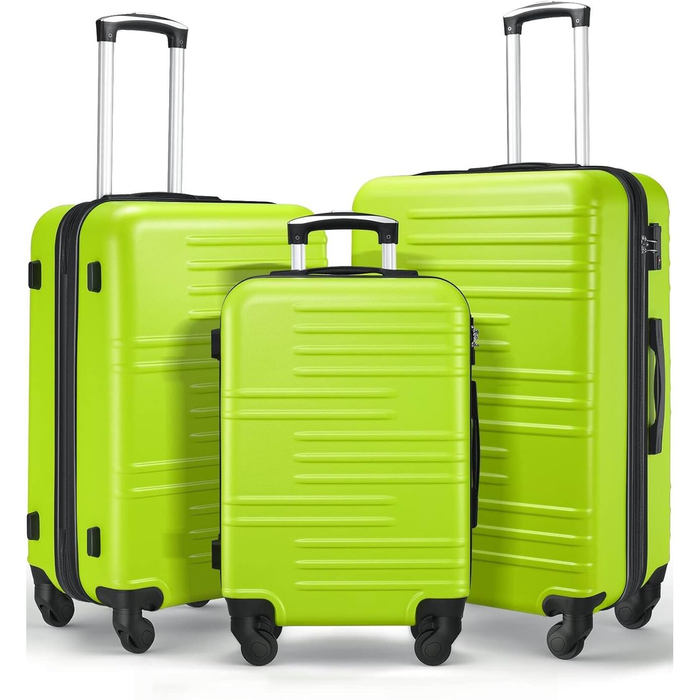 3 Piece Set Luggage Suitcase Hardside w/ 360° Spinner Wheel, Yellow ...