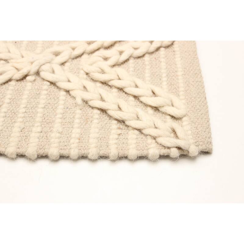 ECARPETGALLERY Braid weave Sienna Tan Wool Rug - 4'9 x 8'3
