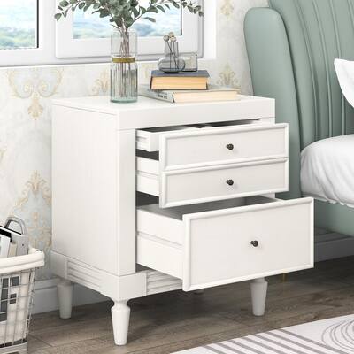 Modern Storage Nightstand with 3 Drawers