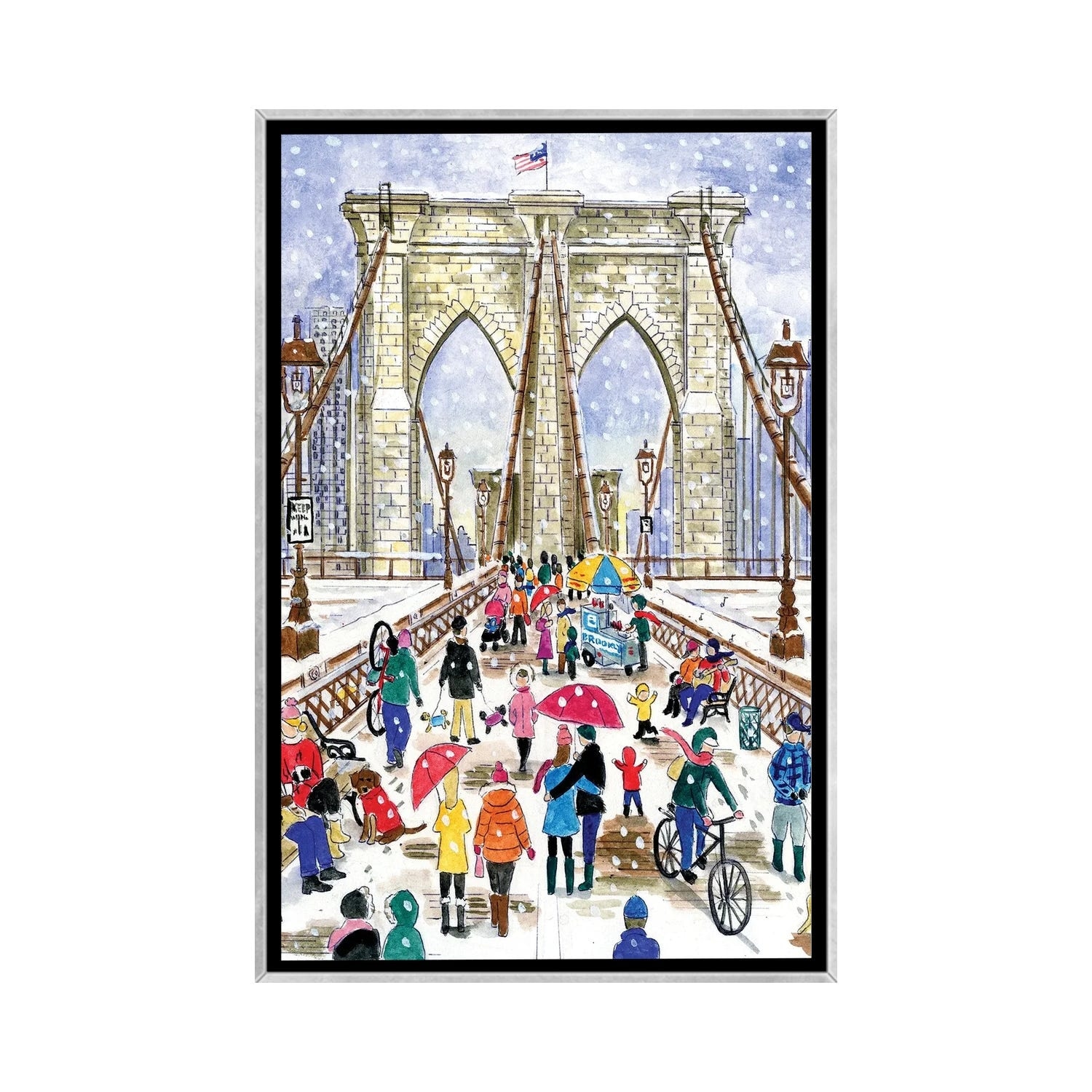 iCanvas "Brooklyn Bridge" by Michael Storrings Framed