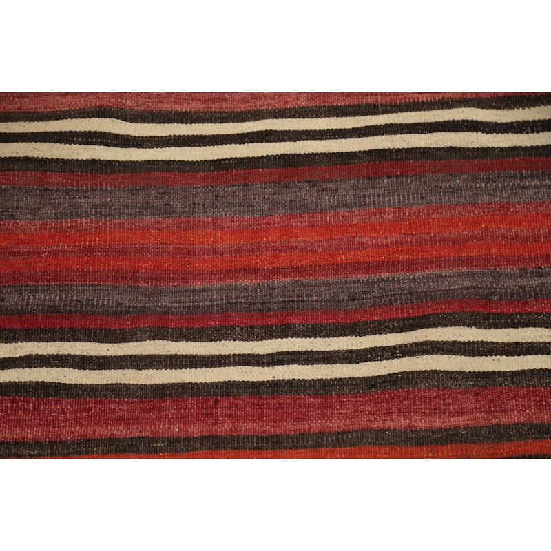 Hand Woven Oriental 100% Wool Carpet Southwestern Tribal Red Kilim Area Rug - 10' 2'' X 4' 10''