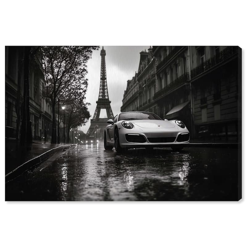 Driving in the Rain Paris Canvas by Art Remedy, Gallery Wrapped - 36" x 24"