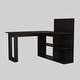 preview thumbnail 1 of 1, 51.7" Wide L-Shaped Desk with Right Return, Open Shelves, and Modern Hutch for Office or Study Use Black