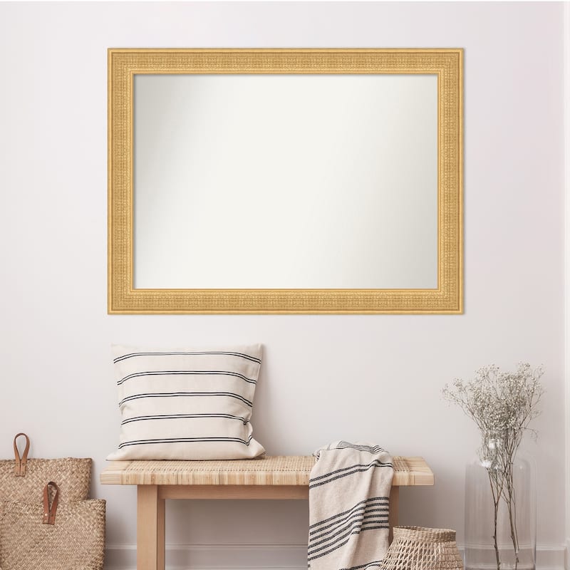 Trellis Non-Beveled Wood Framed Wall Mirror - Trellis Gold