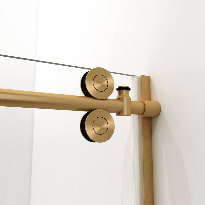 Massa 60" W x 76" H Sliding Frameless Shower Door in Brushed Gold - 60" W x 76" H