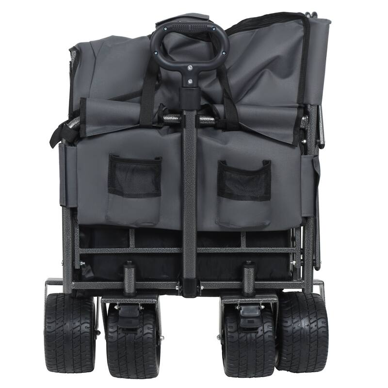 3-in-1 Heavy-Duty Folding Wagon Cart with Bench & All-Terrain Wheels