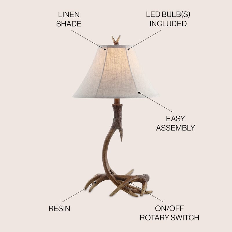 Eldora 27.5" Rustic Resin LED Table Lamp, Brown by JONATHAN Y - 27.5