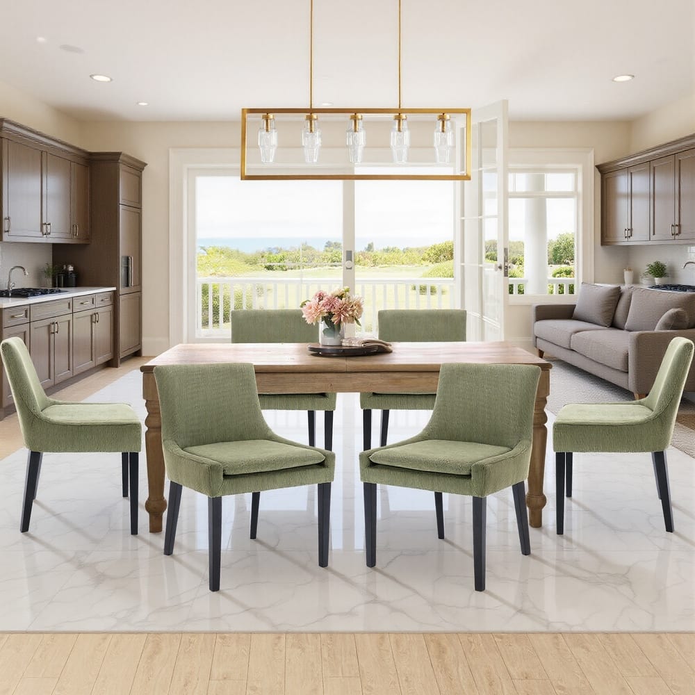 RENEWLINE Mid-Century Modern Corduroy Upholstered Dining Chairs with Solid Wood Legs