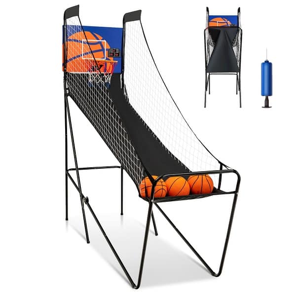 slide 2 of 11, Costway Foldable Single Shot Basketball Arcade Game W/Electronic - See Details Black