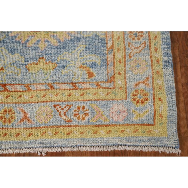 Vegetable Dye Oushak Turkish Runner Rug Hand-knotted Wool Carpet - 3'1"x 10'8"
