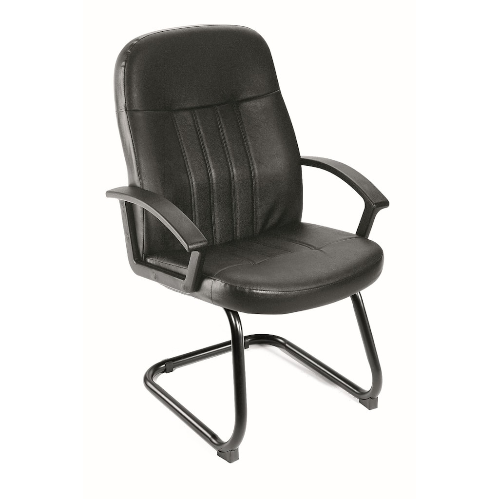 Luke Executive Armchair with Cantilever Frame, Black Faux Leather