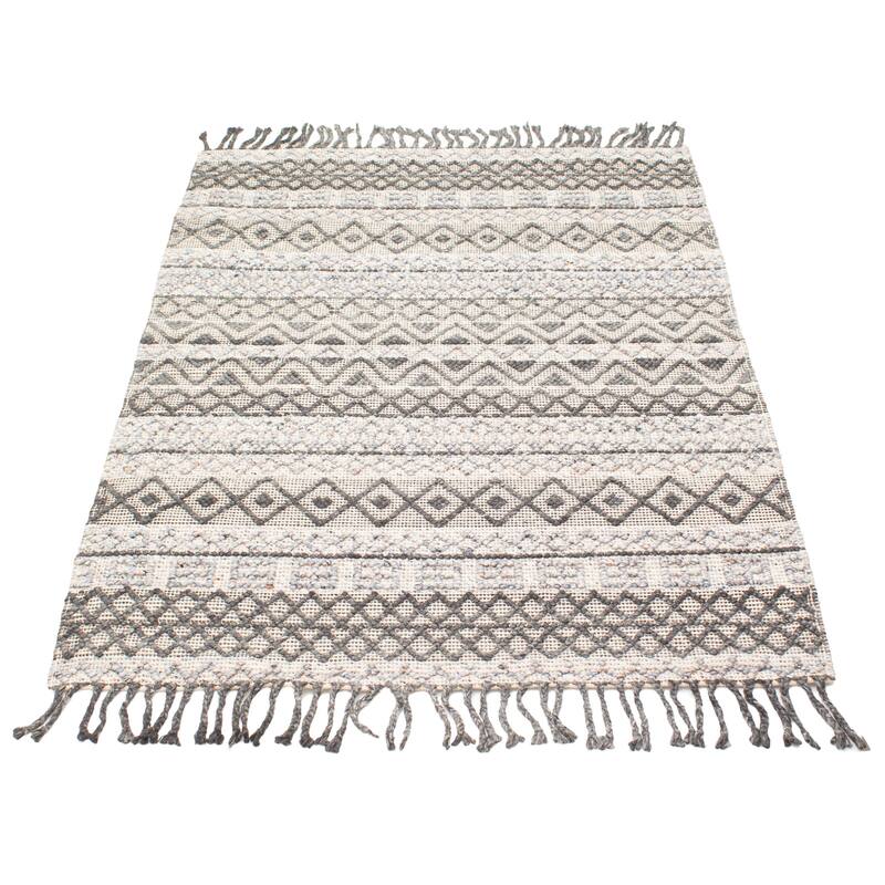 ECARPETGALLERY Braid weave Sienna Beige Wool Rug - 5'3 x 7'5